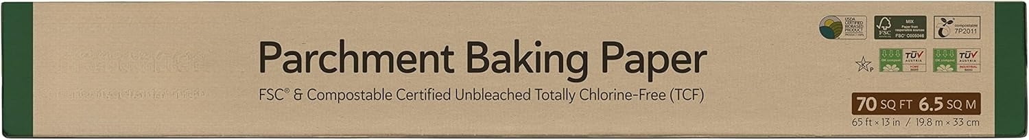 Unbleached Parchment Baking Paper - Silicone Coated, 70 Sq Ft Roll ...