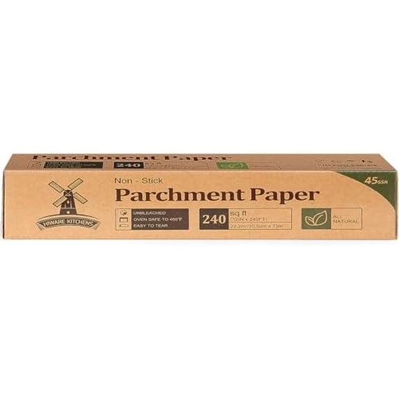 Unbleached Parchment Paper for Baking, 12 in x 240 ft, 240 Sq.ft, Baking Paper, Non-Stick Parchment Paper Roll for Baking, Cooking, Grilling, Air Fryer and Steaming