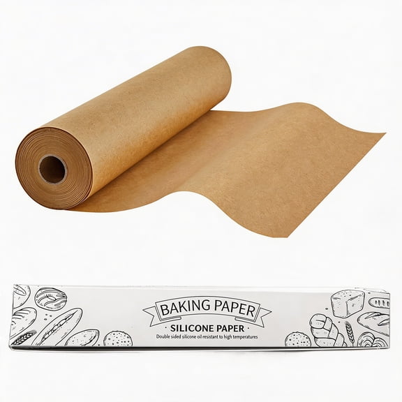 Behome Unbleached Parchment Paper Roll, 15in x 210ft(260 Sq.ft) Non Stick Parchment Paper with Serrated Cutter, for Baking, Cooking, Grilling, Steaming and Air Fryer