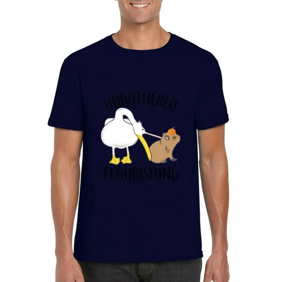 Unbothered Flourishing Capybara Pelican Funny Meme Cute T-Shirt, for men & women, up to size 5XL
