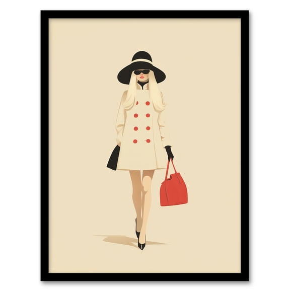 Unbothered Stylish 60s Fashion Model Artwork Framed Wall Art Print A4