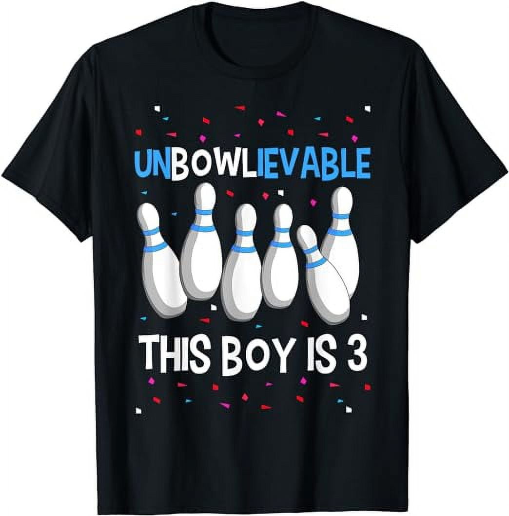 Unbowlievable This Boy Is 3 Birthday Party Bowling 3rd TShirt
