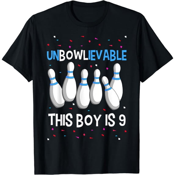 Unbowlievable This Boy Is 9 Birthday Party Bowling 9th T-Shirt