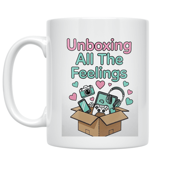 Unboxing All The Feelings - Tech Subscription Box Enthusiast - 11 oz Ceramic Coffee Mug