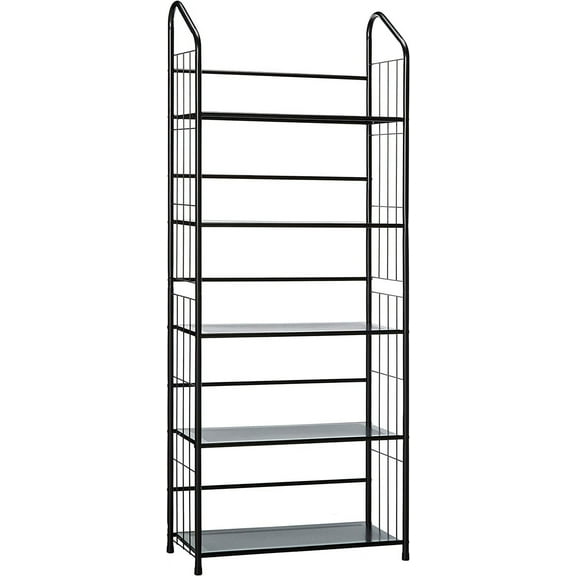 Unbrand Black 5 Tier Metal Bookshelf Rack,