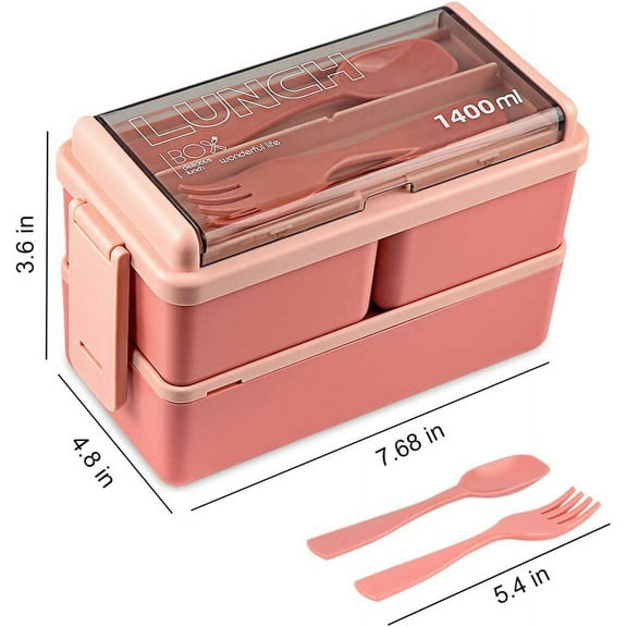 Bento Box Adult Lunch Box Stackable, 49OZ Bento Boxes for Adults Lunch Containers, Leak Proof Adult Bento Box with Removable Compartments, Bento Box Lunch Box Microwave Safe