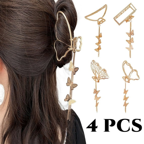Butterfly Hair Claw Clips Metal Hair Claw Clips Hair Accessories for Girls Women 4 Pcs