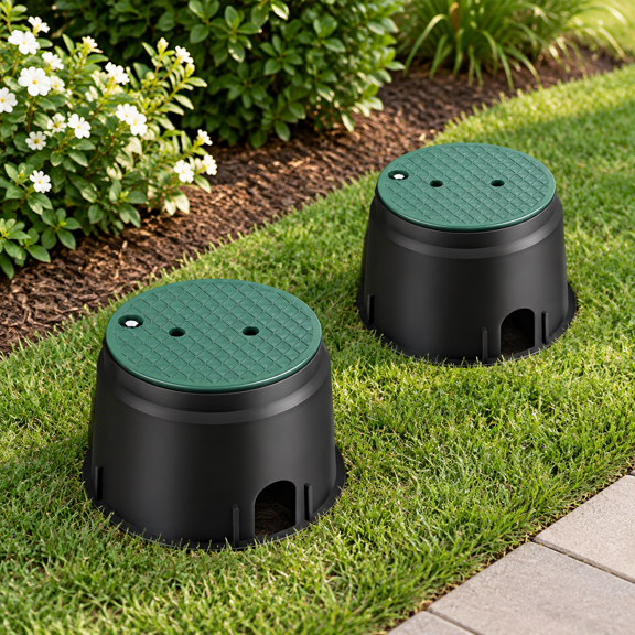 Unbranded 10 Inch Diameter Black 1 Outdoor Underground Electrical Splice Junction Box, 2 Pack