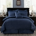 thumbnail image 1 of Unbranded 10-piece Solid Color Microfiber Comforter and Sheets Set Navy Queen 10 Pieces or More, 1 of 5