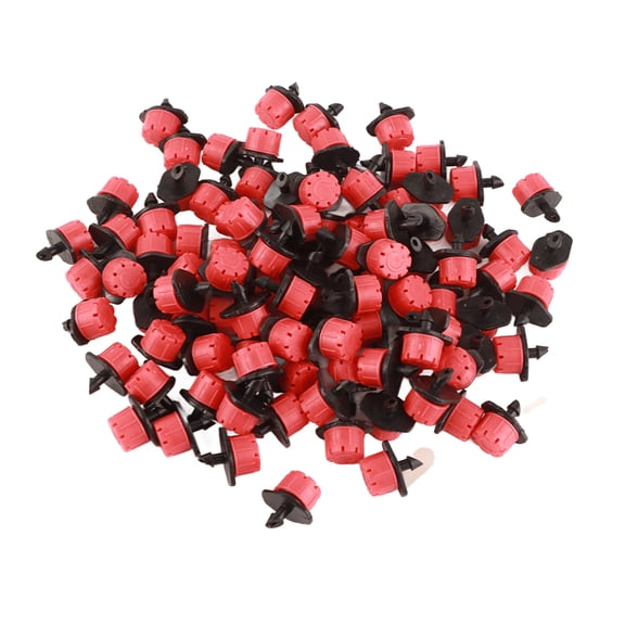 Unbranded 100pcs Adjustable Mini Garden Irrigation Watering Flow Dripper Head Drip Flower Plant Tools with 1/4 inch / 6.35 mm Barb Thread Connection for Landscaping and Greenhouses