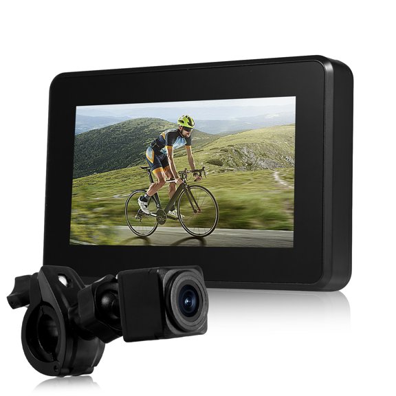 Unbranded 1080P Rechargeable Bike Rear View Camera, 4.3" IPS Monitor, Night Vision & 110° Wide Angle, Waterproof Handlebar Camera for Mountain and Road Bicycles (19.00 in / 48.26 cm)