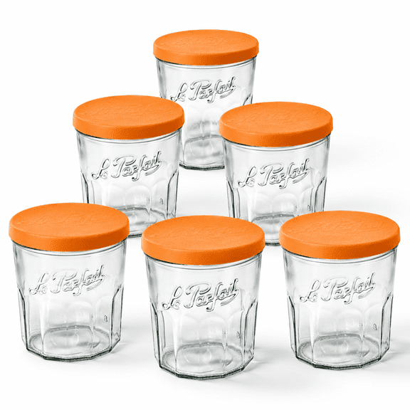 Unbranded 11oz Clear Glass Jam Pots with Snap Covers, 6 Pack