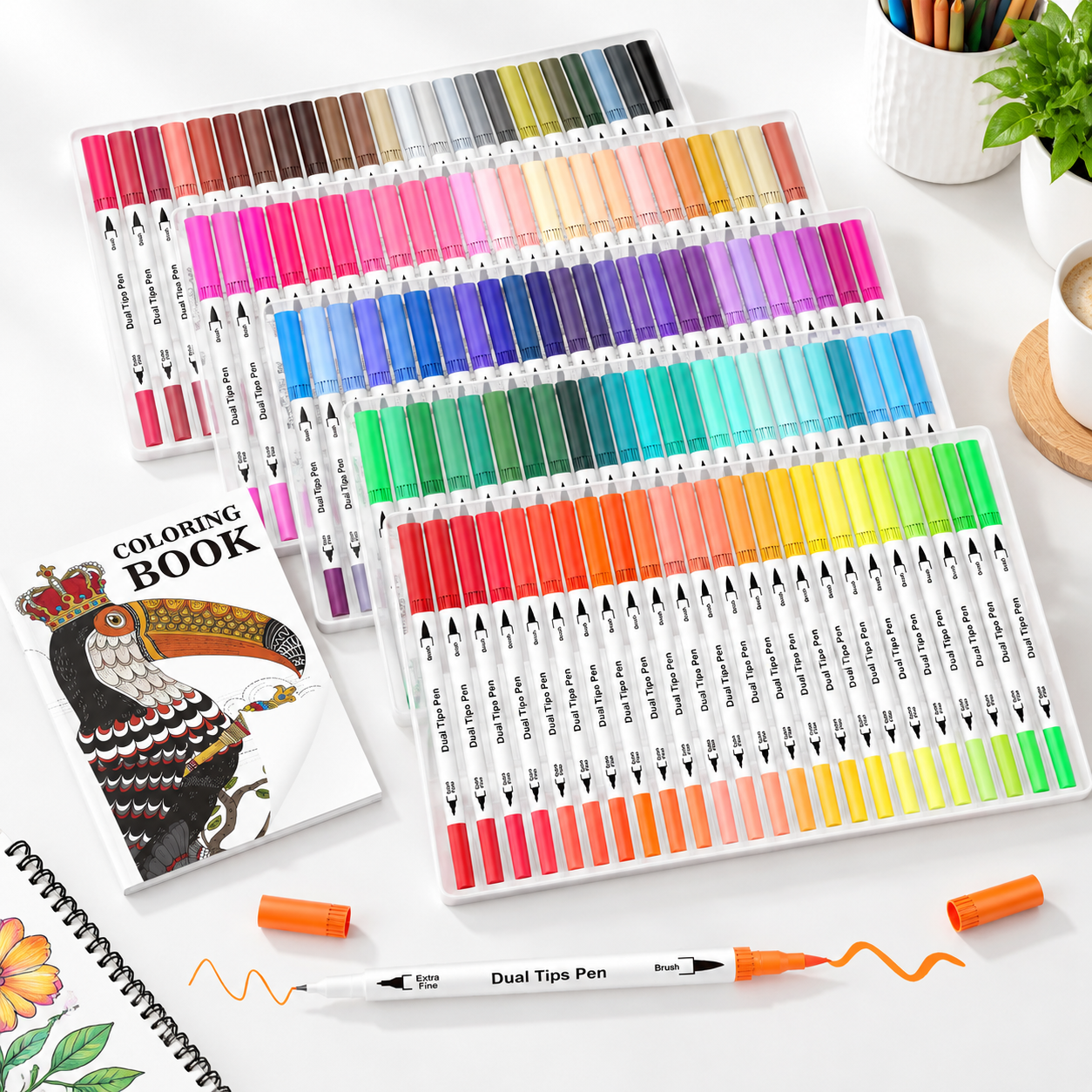 Unbranded 120 Colors Dual Tips Art Markers Set with Coloring Book ...