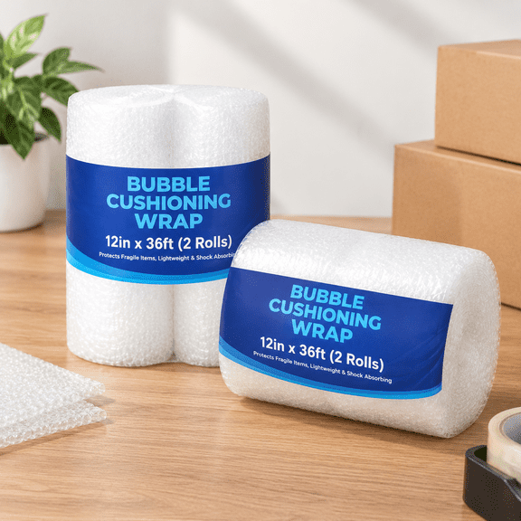Unbranded 12in x 36ft 2 Pack Bubble Cushioning Wrap for Moving and Shipping