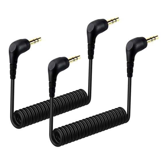 Unbranded 2-Pack 3.5mm Microphone Cable Compatible with DJI Mic Mini & Hollyland Lark M2S Wireless Microphone Receiver, Coiled Dual 3.5mm TRS Patch Cable Audio Mic Cord for DSLR Cameras