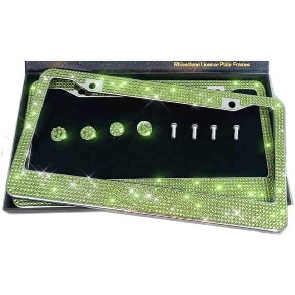 Unbranded 2 Pack Stainless Steel Rhinestone, Glitter, Crystal, Diamond License Plate Frame for Car