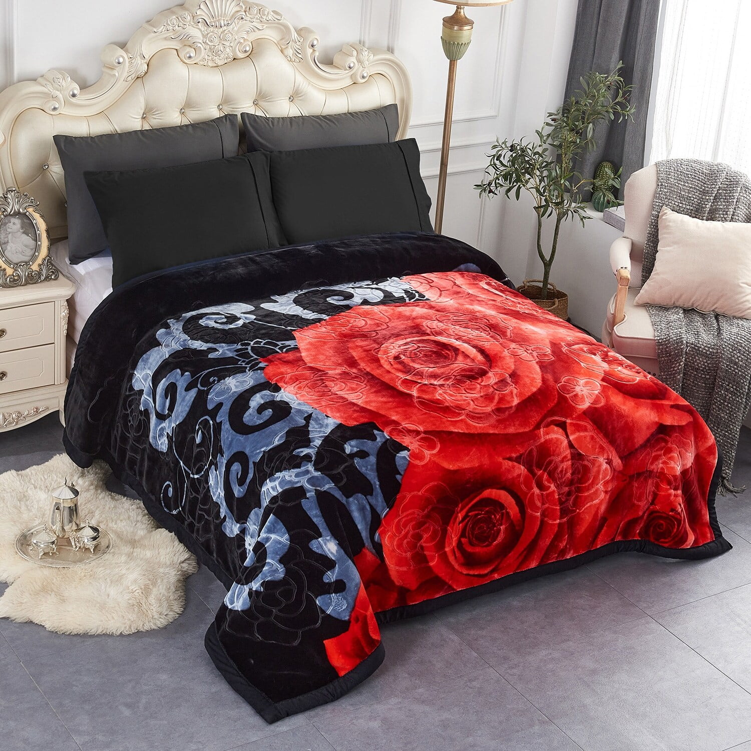Unbranded 2 Ply Rose Crystal Velvet Blanket 2 Double-sided Design