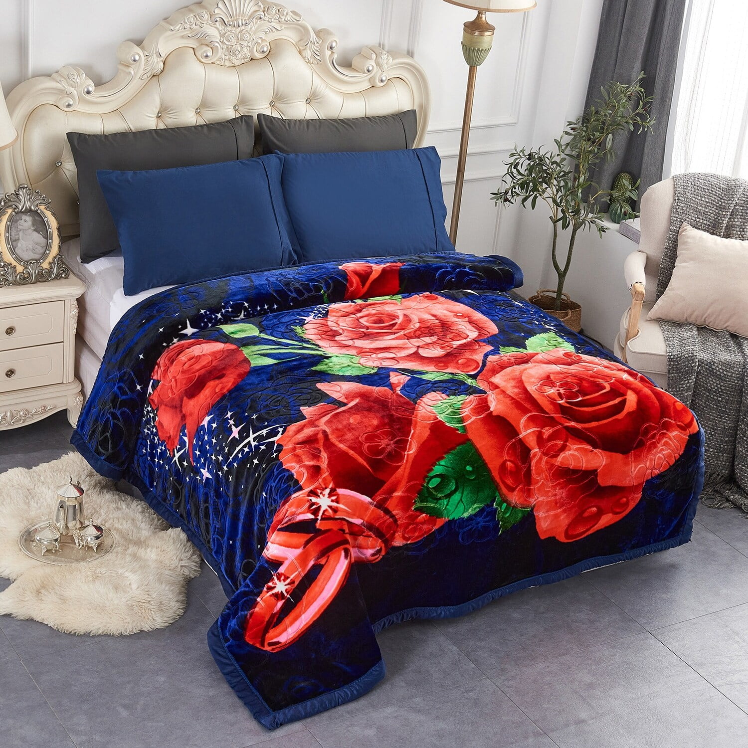 Rose petal discount blanket double bed