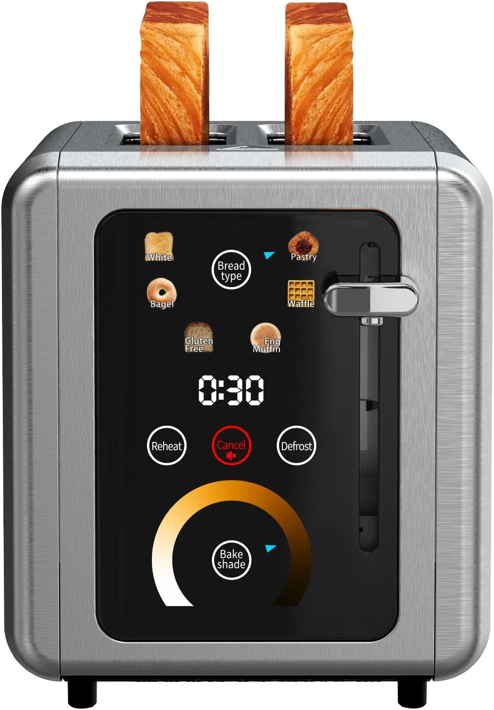Shielded Toaster Unbranded 2 Slice Touchscreen Toaster - Stainless Steel Toaster with ...