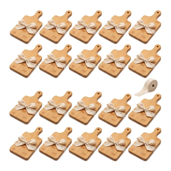 Unbranded 20 Pcs Mini Charcuterie Boards Bulk Small Bamboo Cutting Board with Handle Wooden Blanks Chopping Customized Serving Tray for DIY Laser Engraving Wedding Housewarming Gift Guests