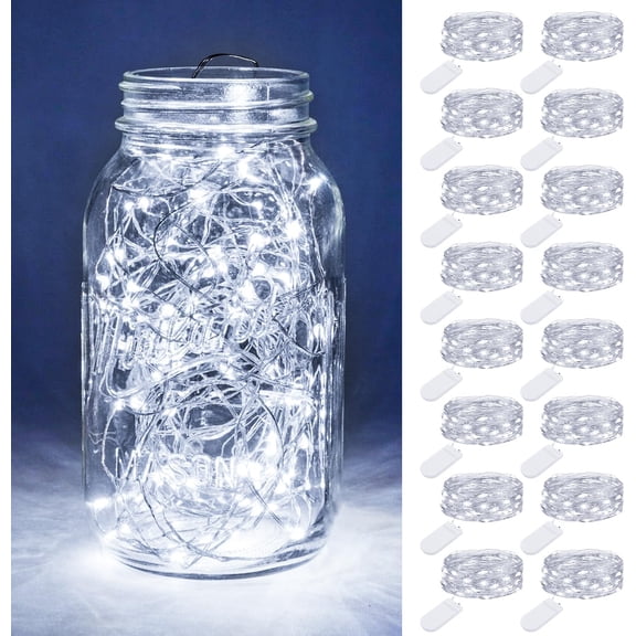 Unbranded 24 Pack Fairy Lights Battery Operated, 7ft 20 LED Waterproof Fairy String Lights Small Mini Light for Mason Jars Vases Table Centerpieces Wedding Decorations Christmas Tree, Warm White