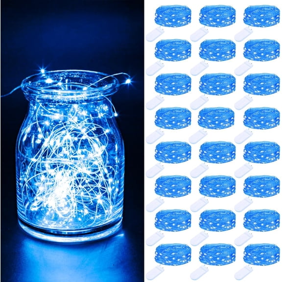 Unbranded 24 Pack Fairy Lights Battery Operated, 7ft 20 LED Waterproof Fairy String Lights Small Mini Light for Mason Jars Vases Table Centerpieces Wedding Decorations Christmas Tree, Warm White