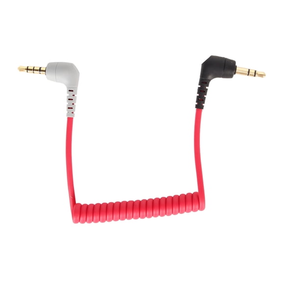 Unbranded 3.5mm TRS to TRRS Patch Cable, Male to Male Coiled Right Angle Microphone Cord (7.9 inches / 20 cm) Compatible with Rode SC7, Smartphones & Tablets