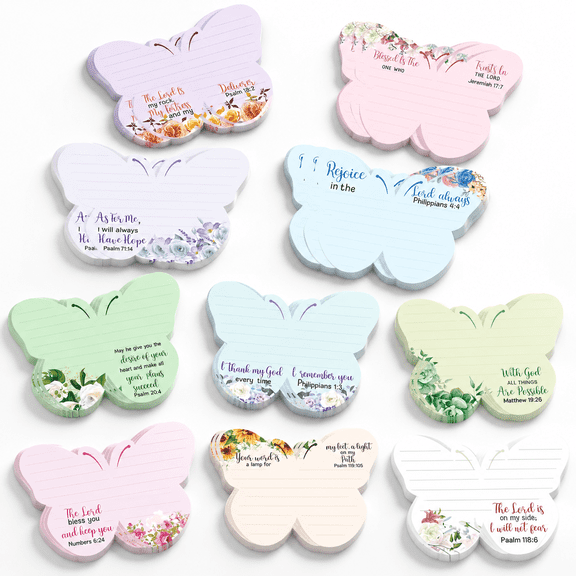 Unbranded 30-Pack Butterfly Themed Scripture Sticky Notes, 10 Styles