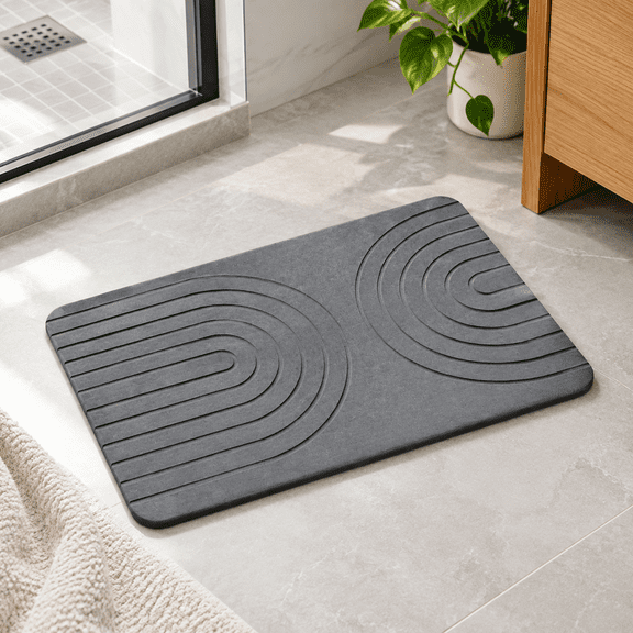 Unbranded 30" x 16.9" Rectangular Diatomaceous Earth Bath Rug, Deep Charcoal