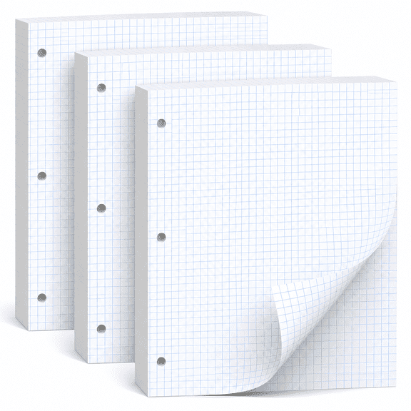Unbranded 390 Sheet 8 x 10.5 Inch 4x4 Quad Ruled Loose Leaf Graph Paper