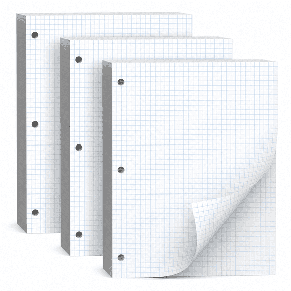 Unbranded 390 Sheet 8 x 10.5 Inch Quad Ruled Loose Leaf Graph Paper