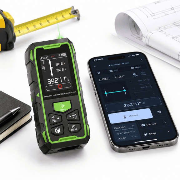Unbranded 395ft Green Dual Measurement Tool with Phone App Connectivity