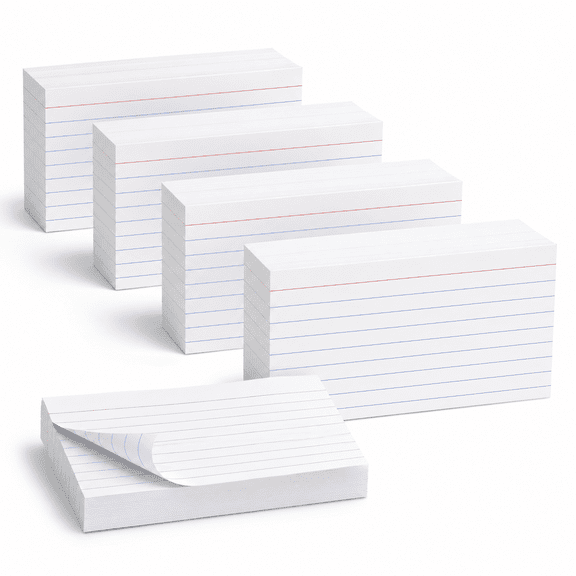 Unbranded 3x5 Inch Ruled Index Cards, 500 Pack White Lined Flash Note Cards for Studying, Office, Home