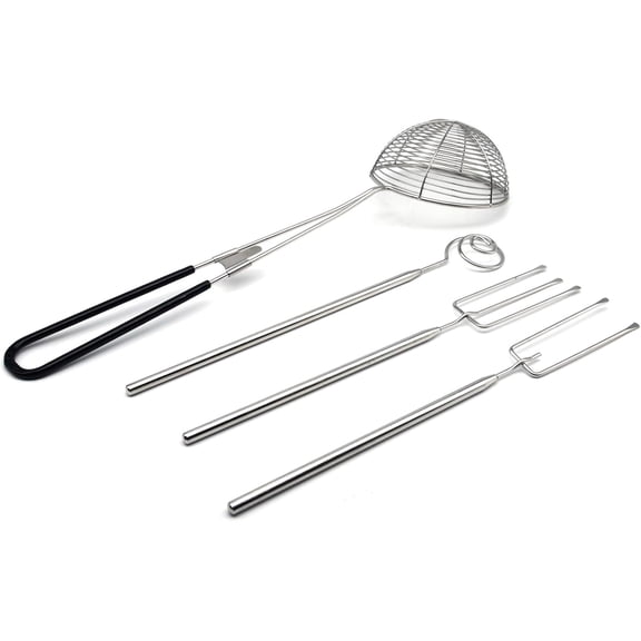 Unbranded 4 Pcs Stainless Steel Candy Dipping Tools Chocolate Set 2 and 3-head Fork Circle Fork and Slotted Spoon