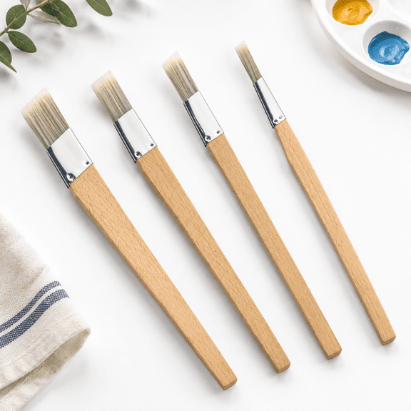 Unbranded 4-Piece Trim Paint Brush Set, 0.25" 0.5" 0.7" 1" Sizes