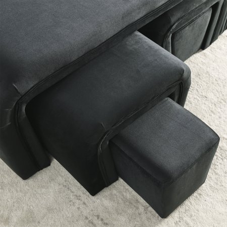 Unbranded 46" W Modern Contemporary Upholstered Nesting Bench - 46"Wx17.1"Hx18.9"D Black