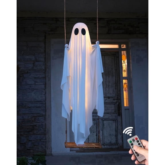 Unbranded 5 ft LED Light up Hanging Ghost Halloween Decoration