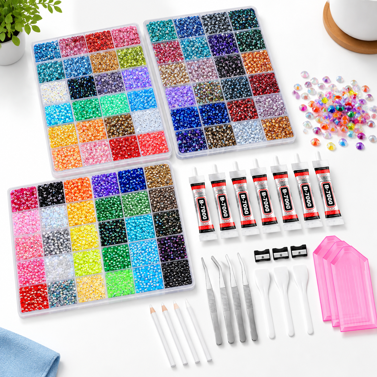 Unbranded 50,000-Piece Bedazzling Making Kit with 3mm & 4mm Rhinestones ...