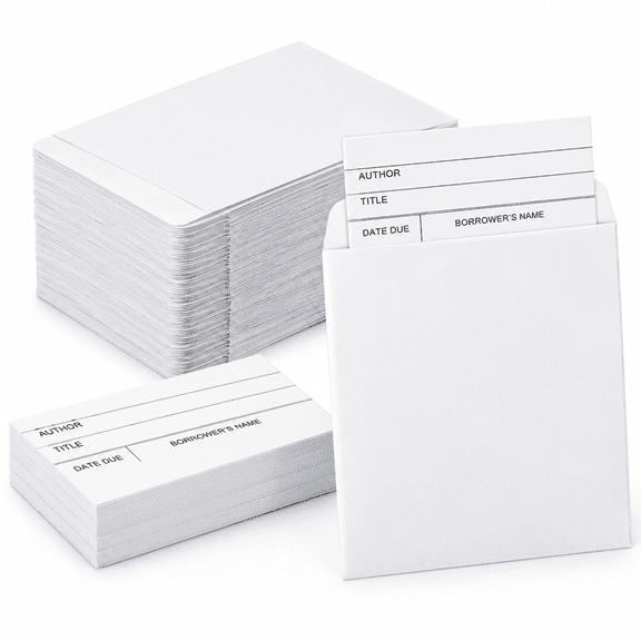 Unbranded 500 Pack Library Card Pockets and 500 Pack Checkout Cards Set