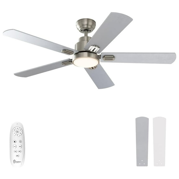 Unbranded 62-Inch Brushed Nickel Ceiling Fan with Integrated LED Light and Remote