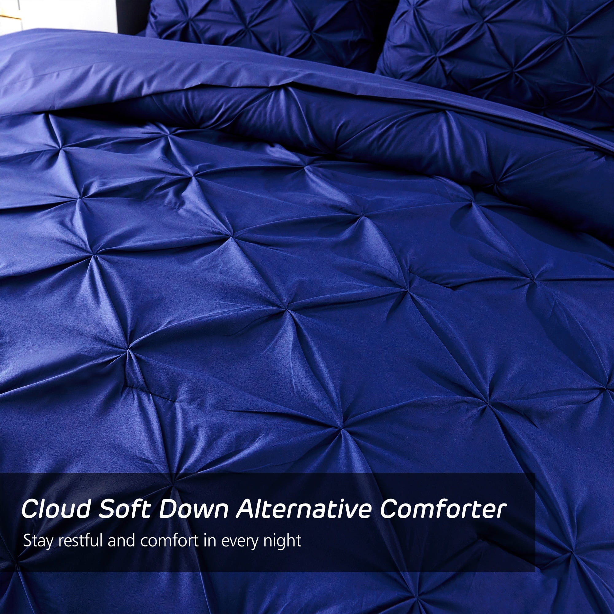 Navy Twin Microfiber Pintuck Bed in a Bag Set