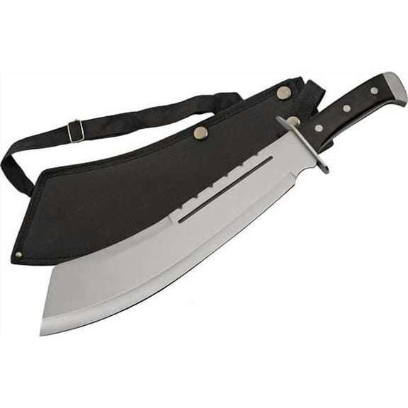 SZCO 18.25 Inch Black Wood Bully Machete Full Tang Stainless Steel Blade Pakkawood Handle Nylon Sheath Outdoor Utility Tool