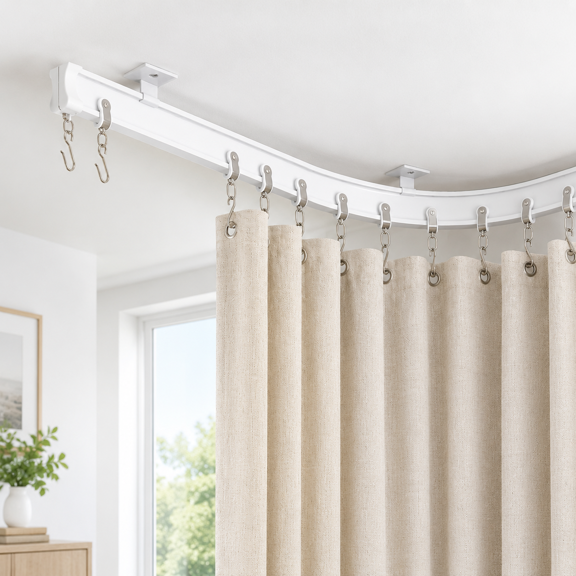 Unbranded Aluminum Flexible Ceiling Curtain Track, 9.84ft, White
