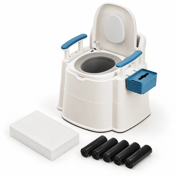 Unbranded Bedside Commode with 100 Liners 50 Absorbent Pads, 500lb Capacity for Seniors