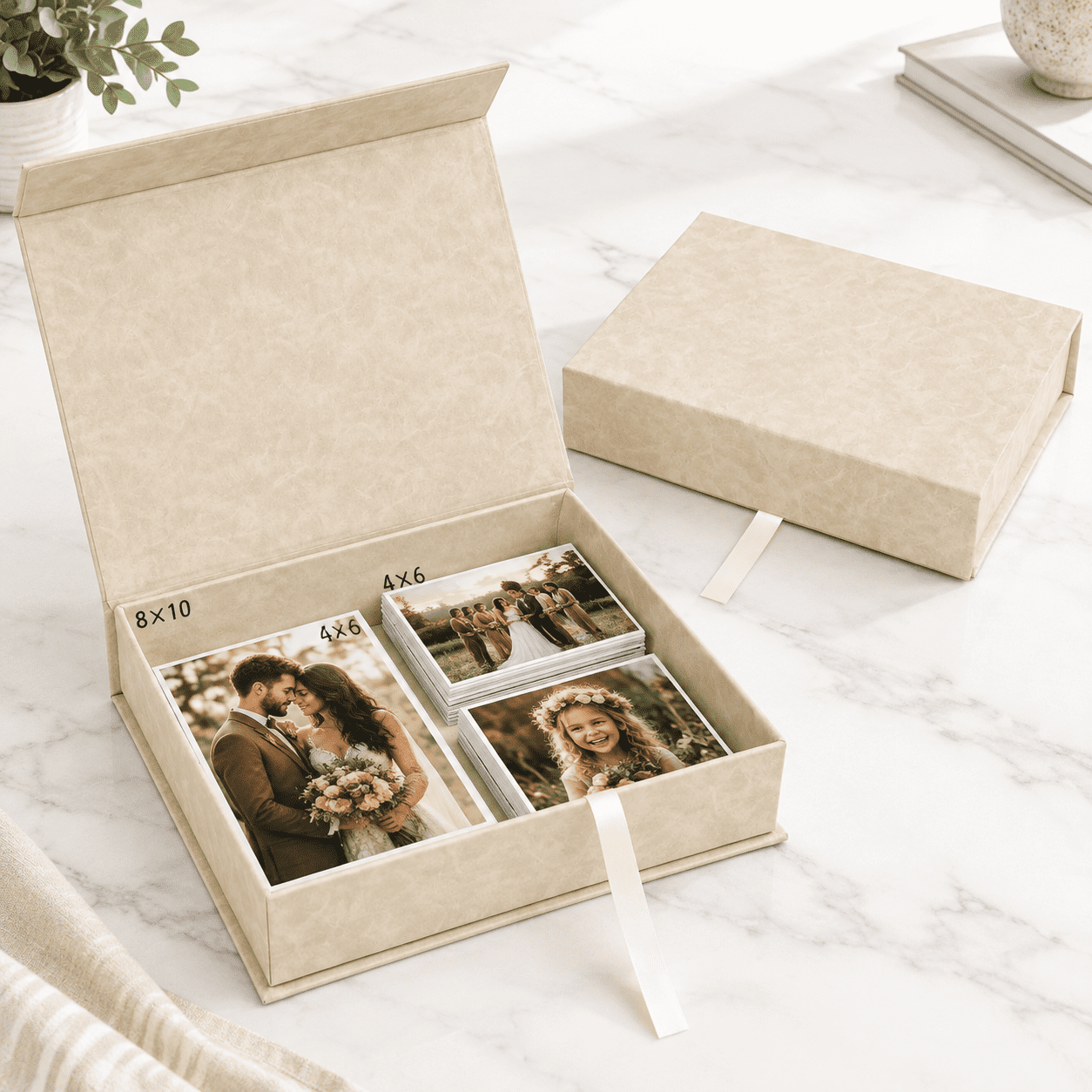 Stackable Interlocking Storage Box Unbranded Beige Faux Leather Stackable Photo Storage Box, 8