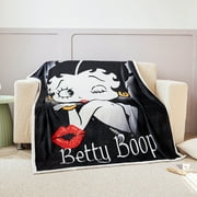 Unbranded Betty Boop Super Soft Fleece Plush Throw Blanket for Couch Bed Sofa Twin - Black with Silhouettes