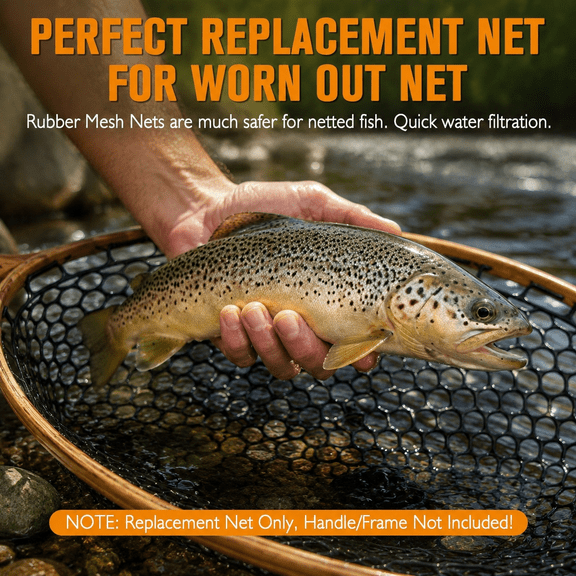 Unbranded Black 12.5"dia-11.7"depth(39"Circumference) Rubber Fishing Net Replacement for Freshwater Saltwater