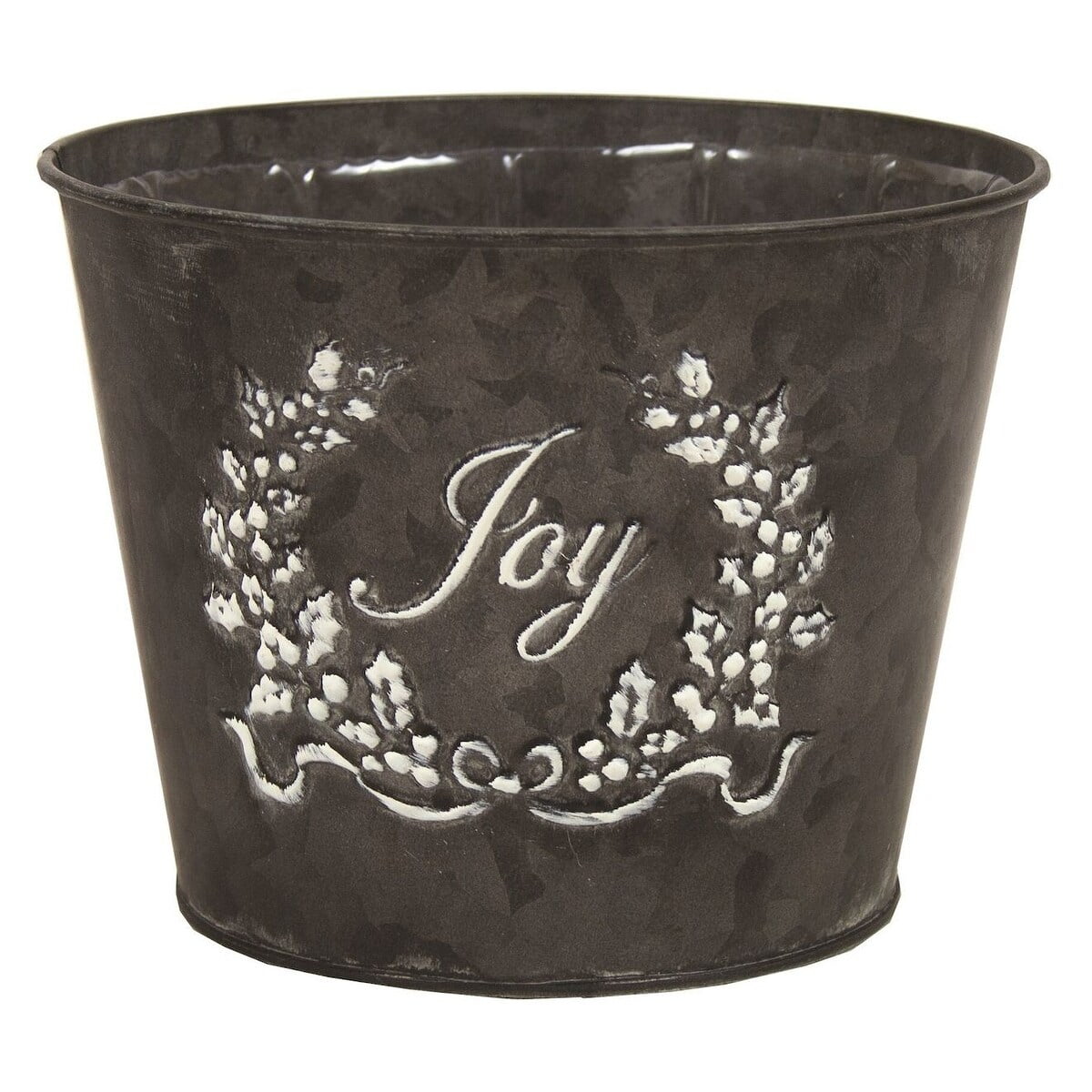 Unbranded Black With White Joy And Holly Leaves Planter