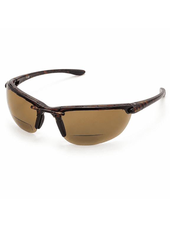 Brown Bifocal Wrap Around Reading Sunglasses with UV Protection