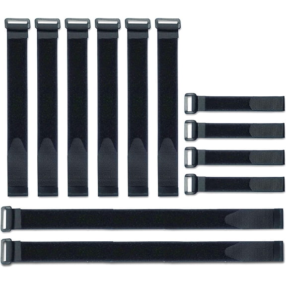 Unbranded Bulk Pack 12 Reusable Fastening Cable Straps with Buckle Variety Sizes 8"-12"-18" Multi-Purpose Cinch Strap VEL-30100-AMS